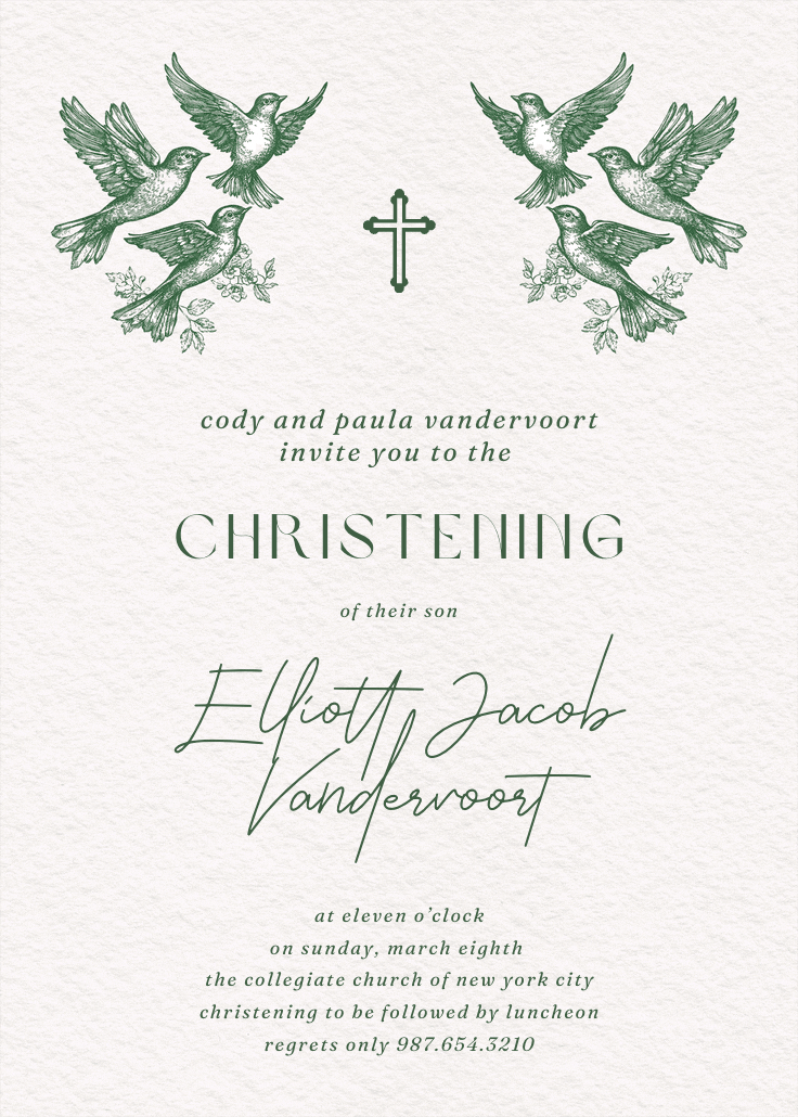 Traditional border - baptism & christening invitation