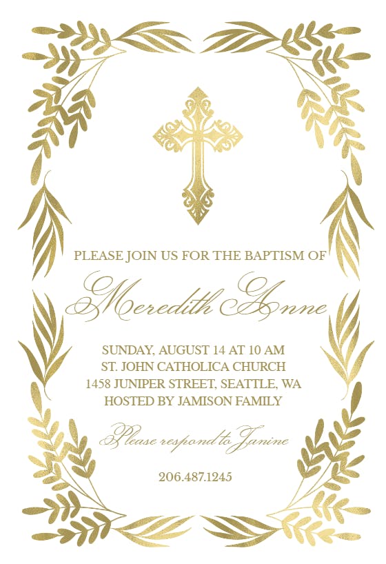 Traditional frame - baptism & christening invitation