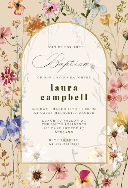 Transparent Meadow Arch - Baptism & Christening Invitation Template ...