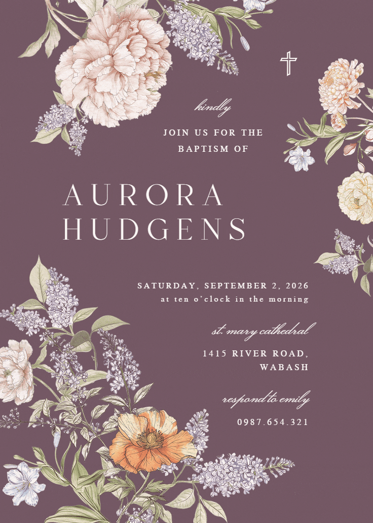 Vintage sketch - baptism & christening invitation