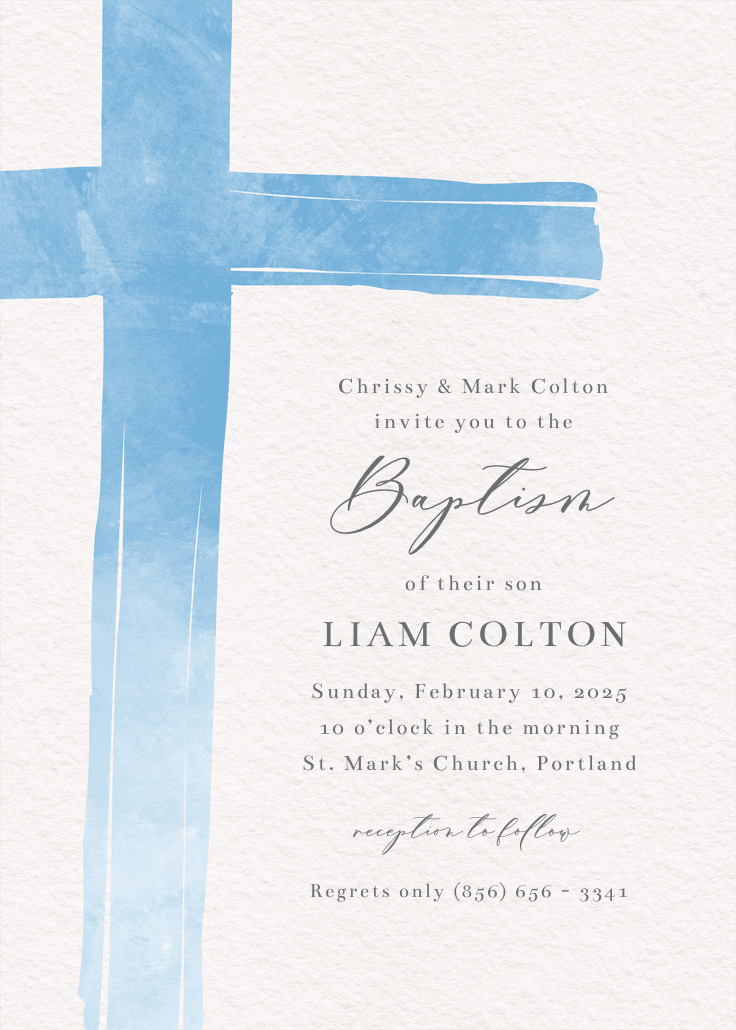 Watercolor cross - baptism & christening invitation