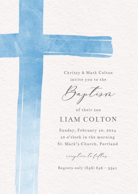 Watercolor cross - baptism & christening invitation
