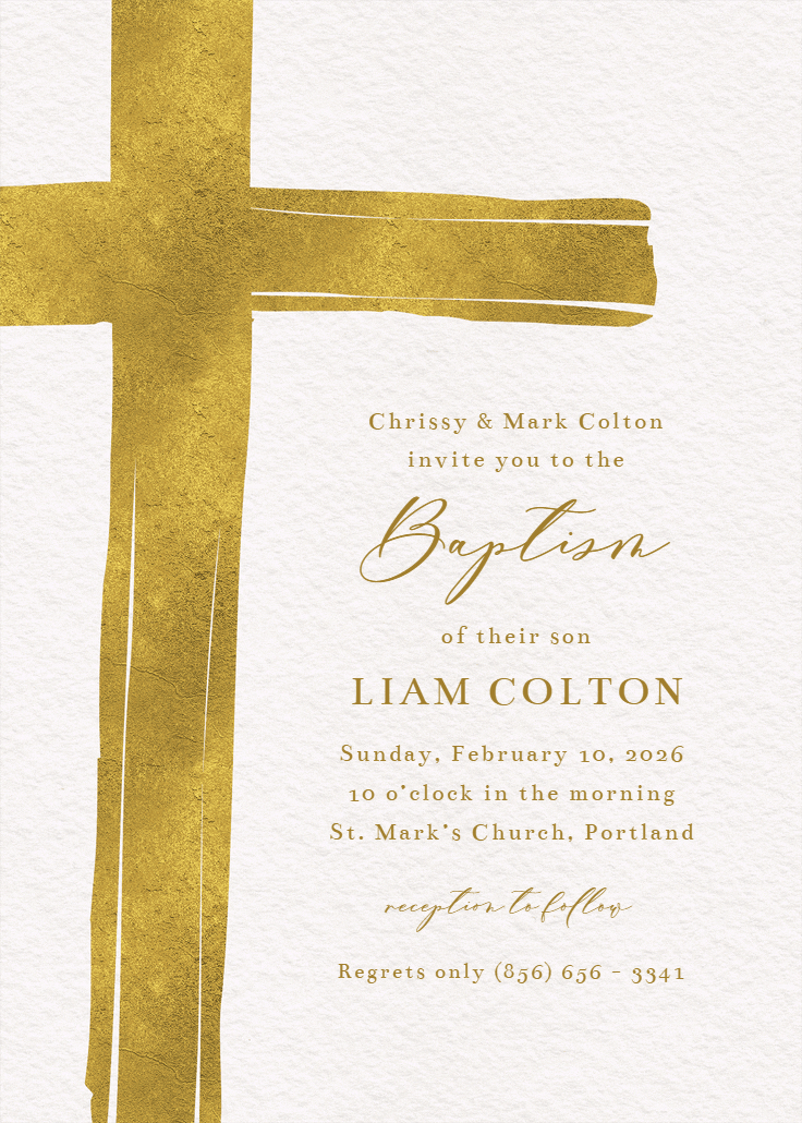 Watercolor cross - baptism & christening invitation
