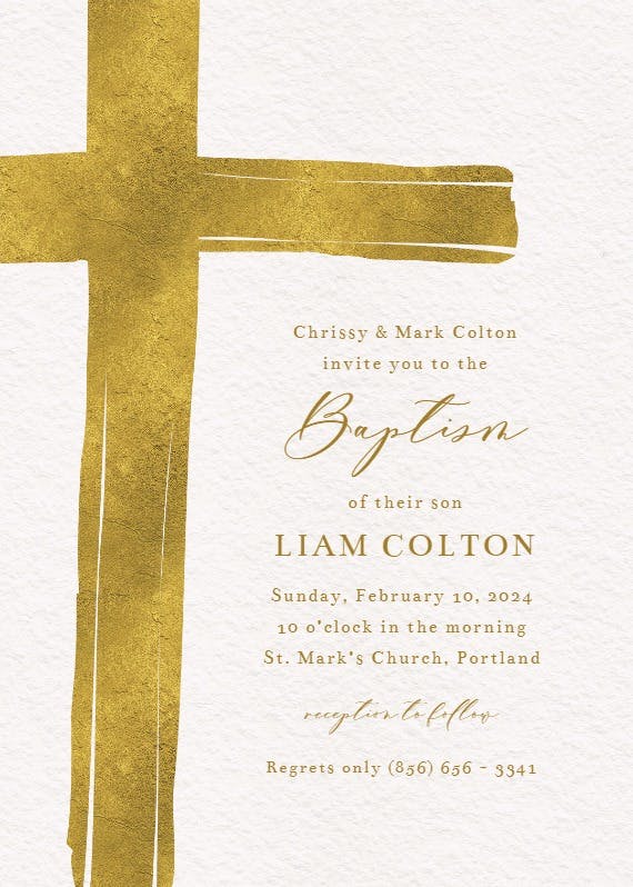 Watercolor cross - baptism & christening invitation