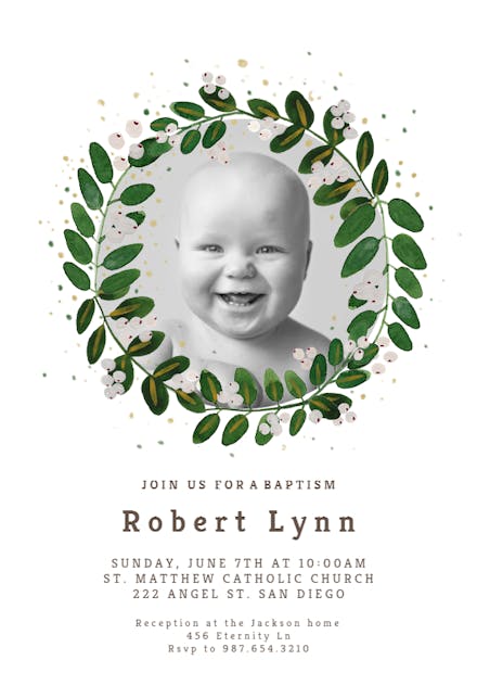 White Bloom - Baptism & Christening Invitation