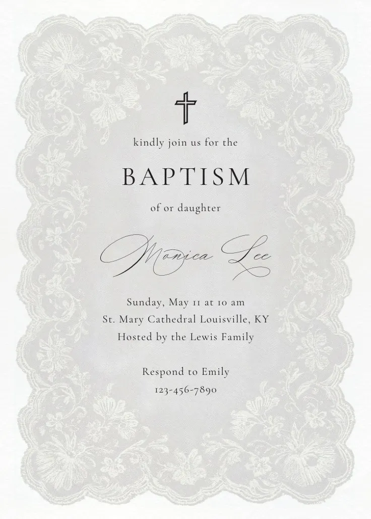 White lace - invito di battesimo