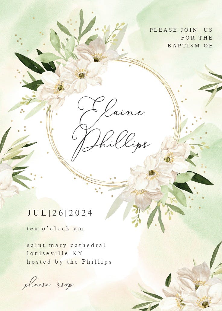 White romantic - invitación de bautizo