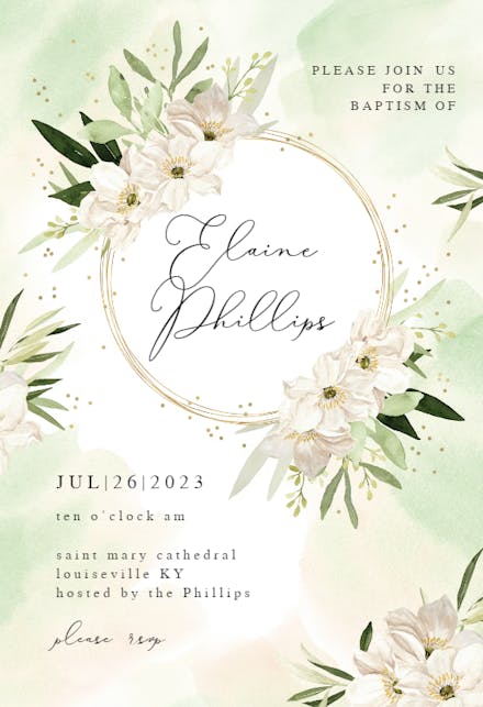 White Romantic - Baptism & Christening Invitation