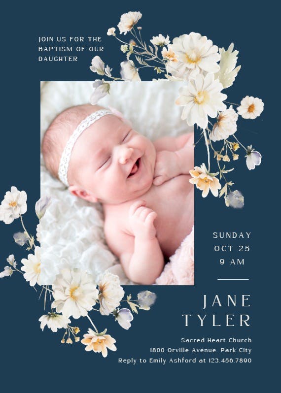 White wildflowers - party invitation