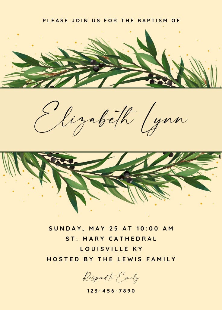 Winter wreath - invitación de bautizo