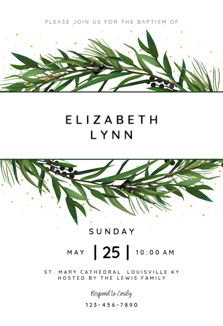 Winter Wreath - Baptism & Christening Invitation