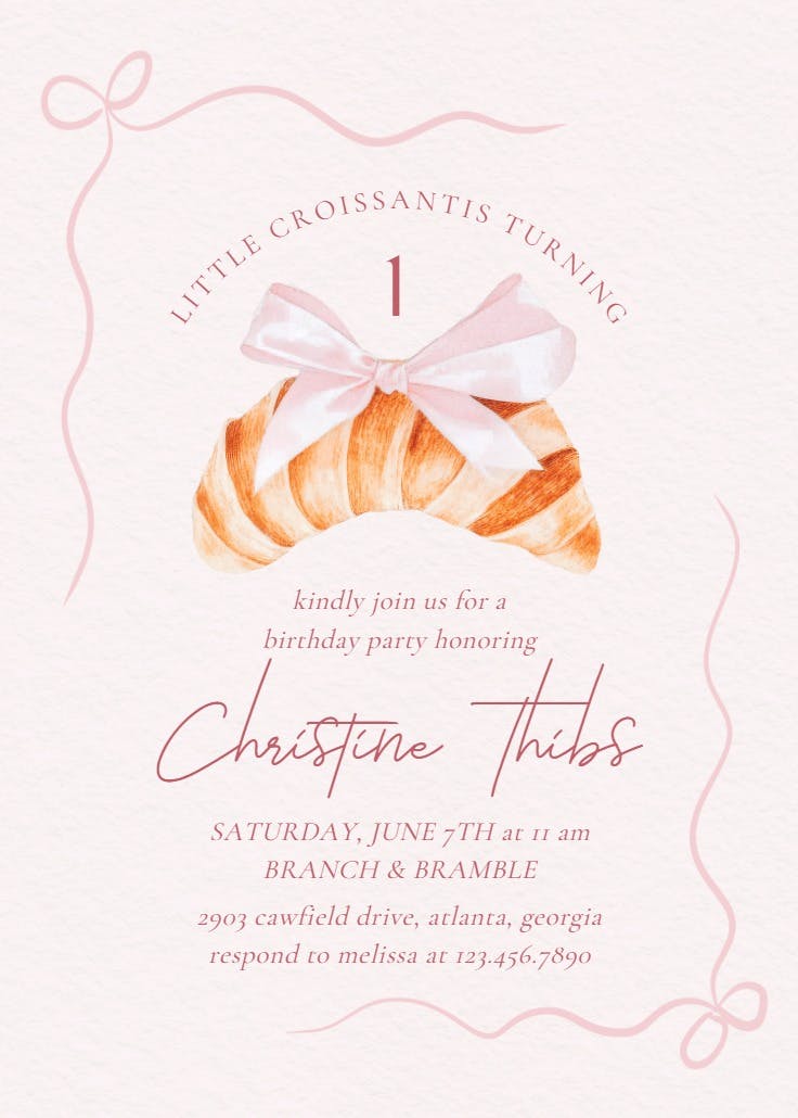 Little croissant - birthday invitation