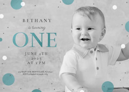 1St Confetti - Birthday Invitation Template (Free) | Greetings Island