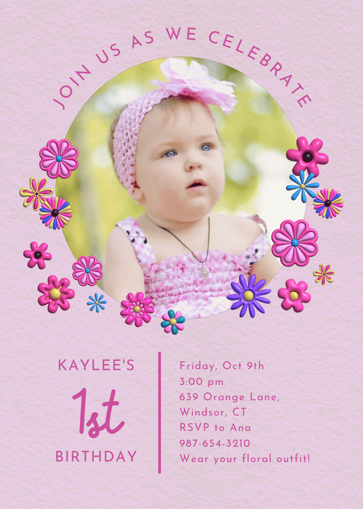 3d blooms - birthday invitation