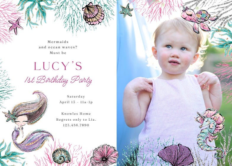 Aquatic princess - birthday invitation