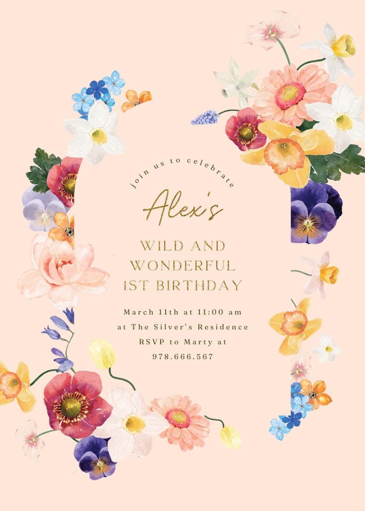 Arch blooms - invitación de cumpleaños