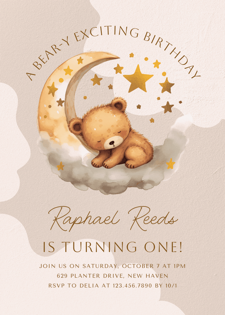 Baby bear - birthday invitation