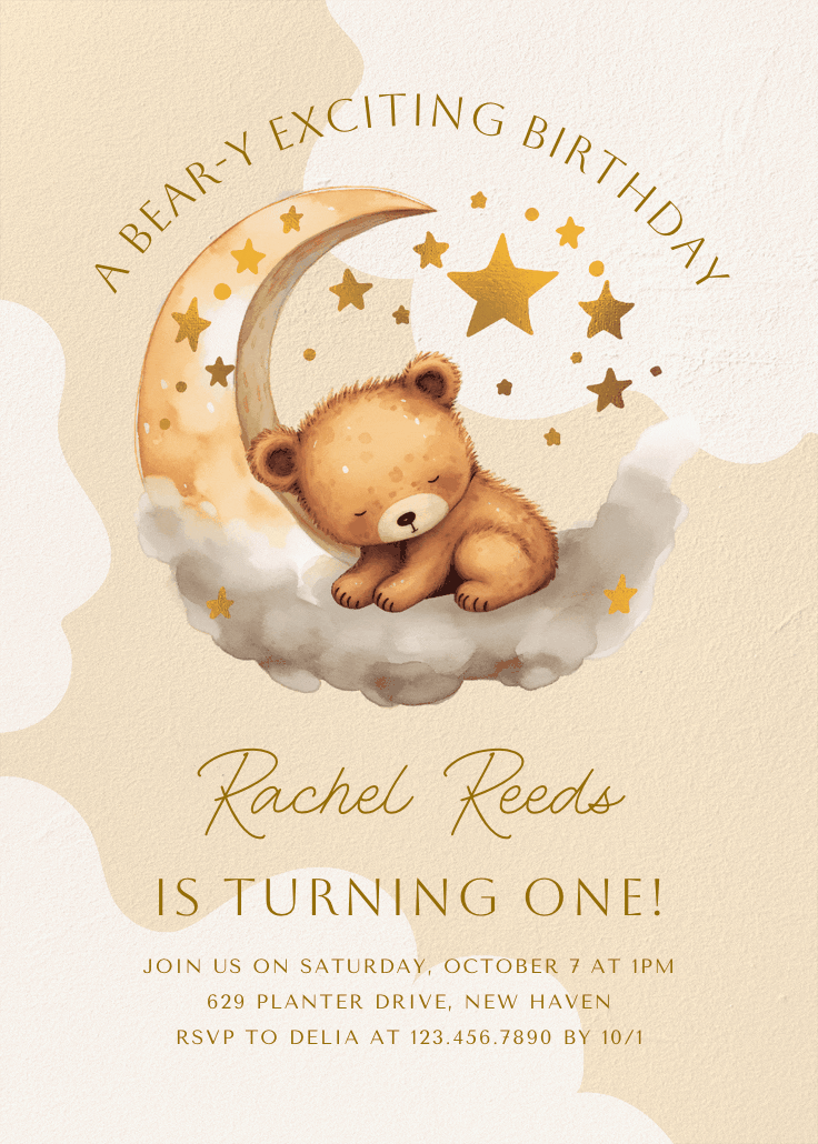 Baby bear - invitación de cumpleaños