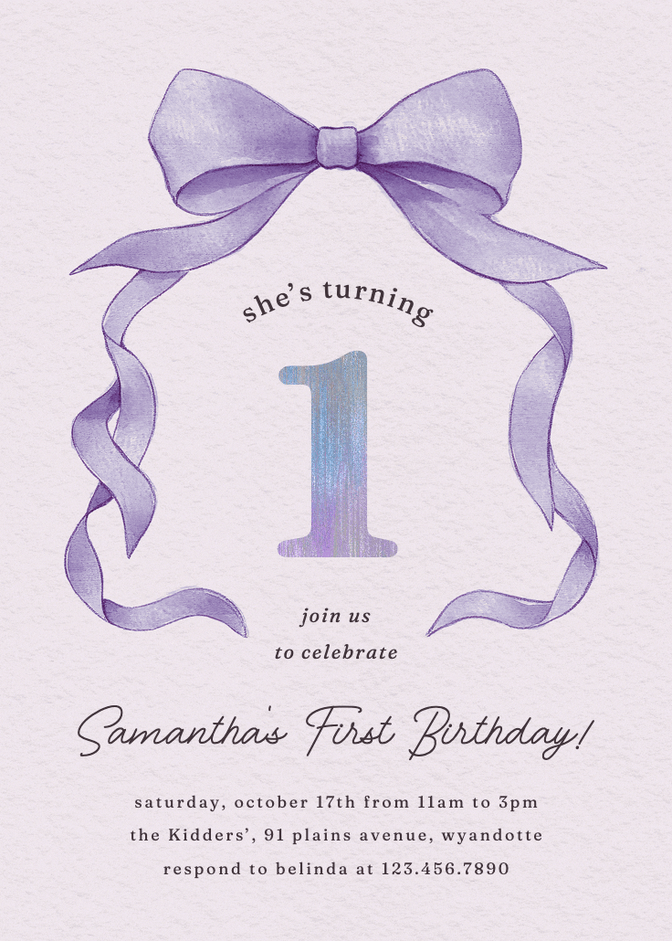 Ballerina bow -  invitación de cumpleaños