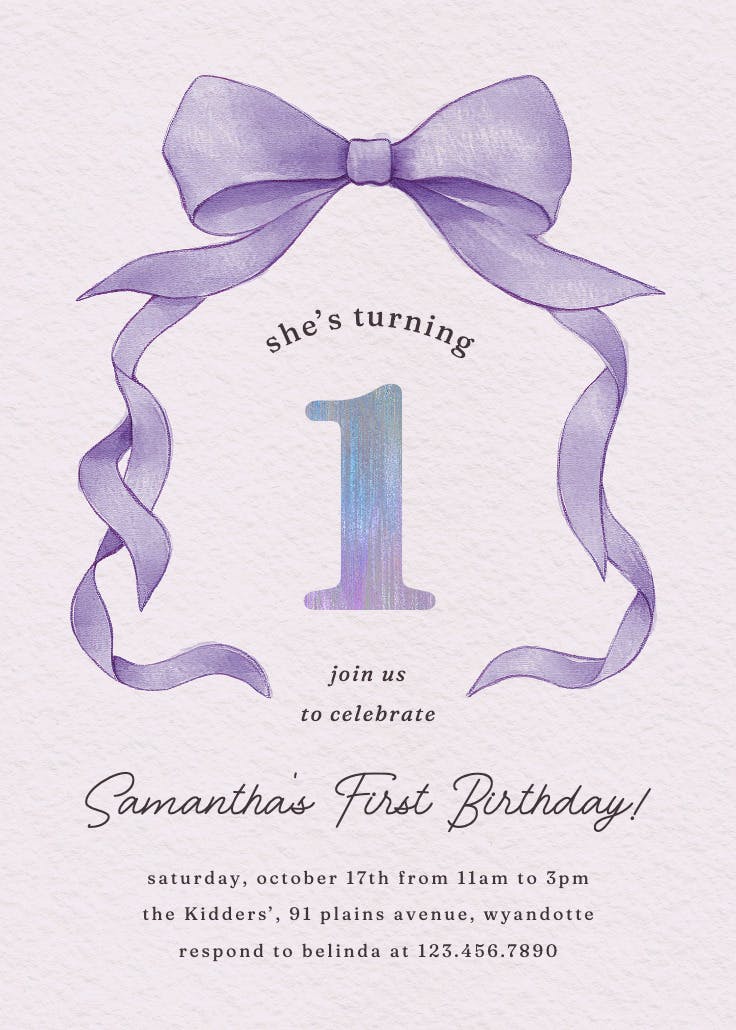 Ballerina bow - invitación de cumpleaños
