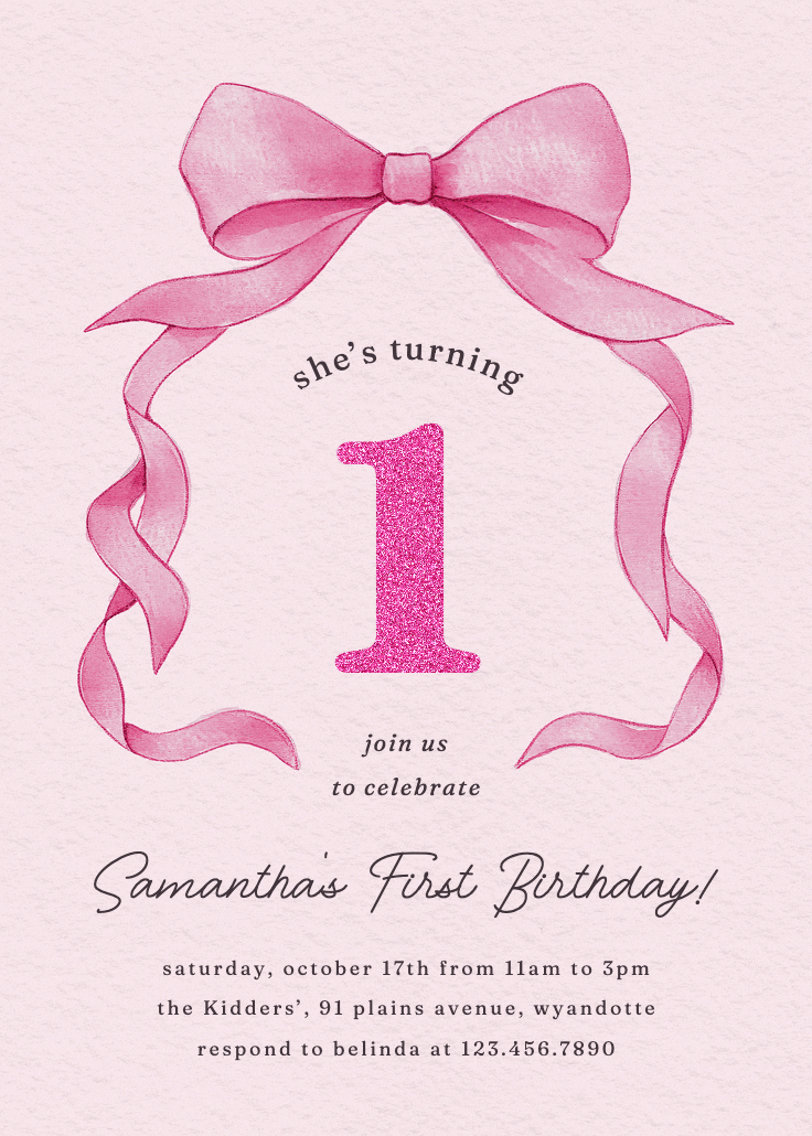 Ballerina bow - invitación de cumpleaños