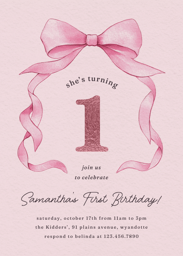 Ballerina bow - invitación de cumpleaños