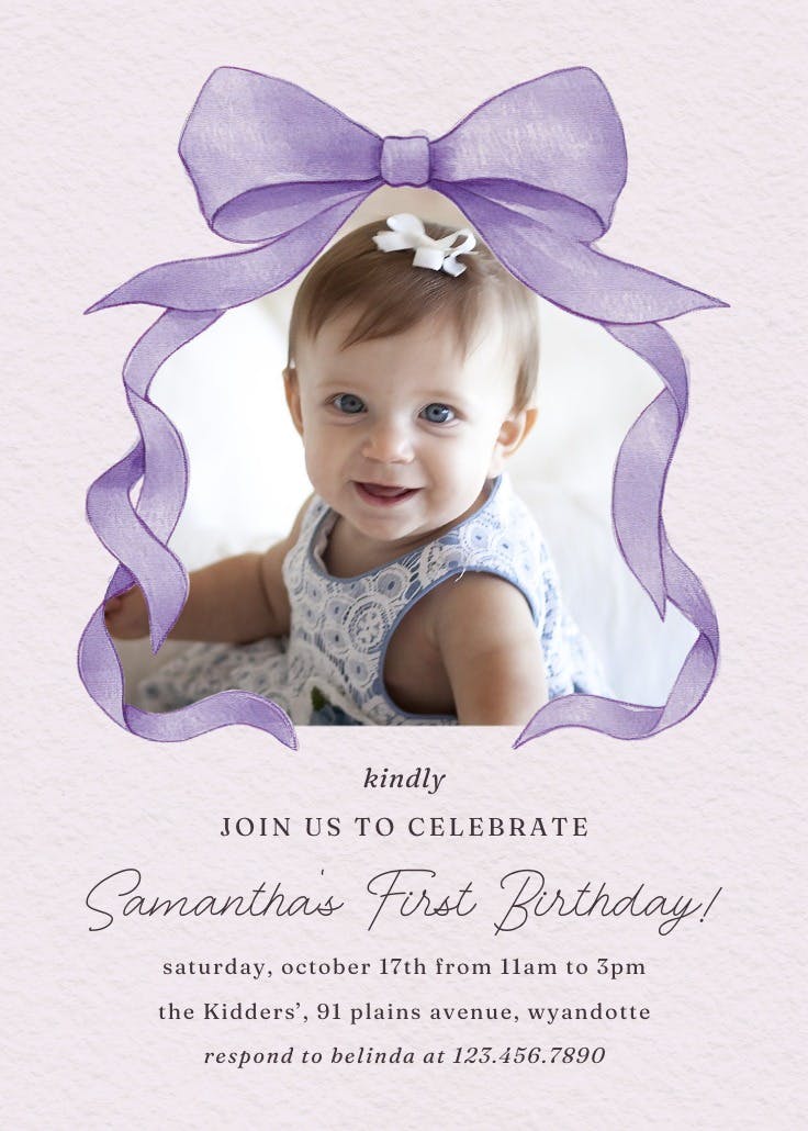 Ballerina bow photo - birthday invitation