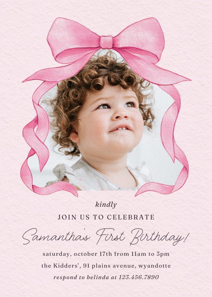 Ballerina bow photo - birthday invitation