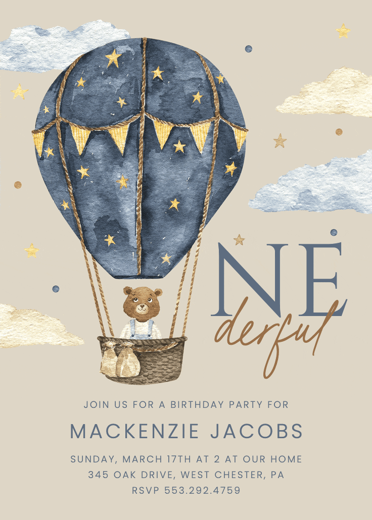 Beary special - birthday invitation