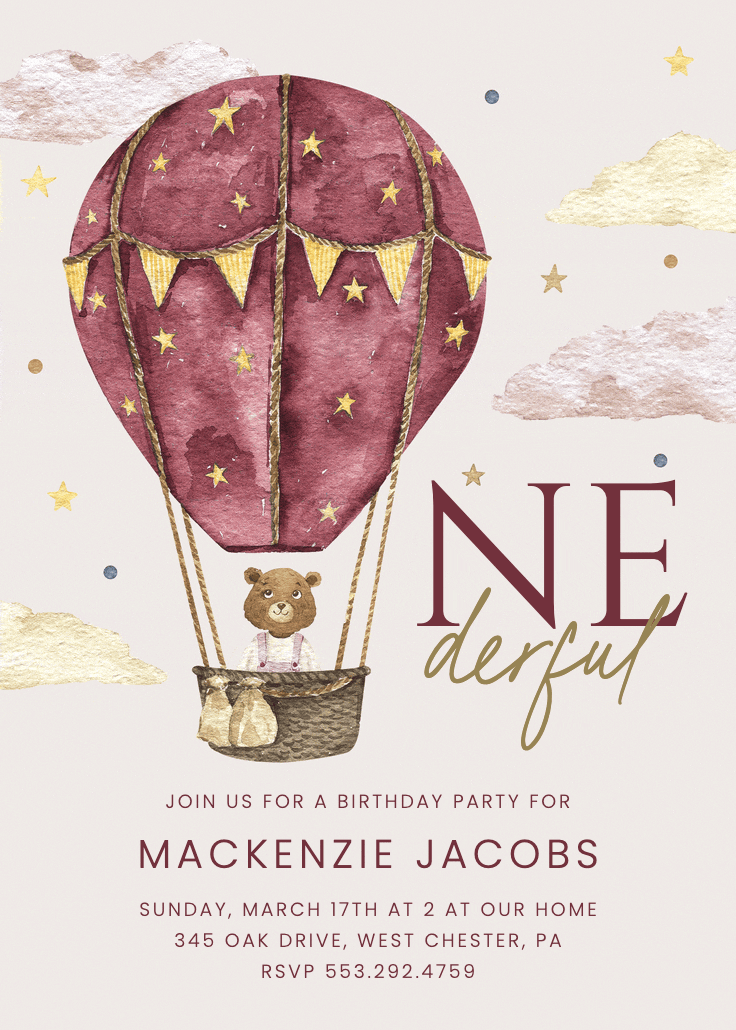 Beary special - birthday invitation