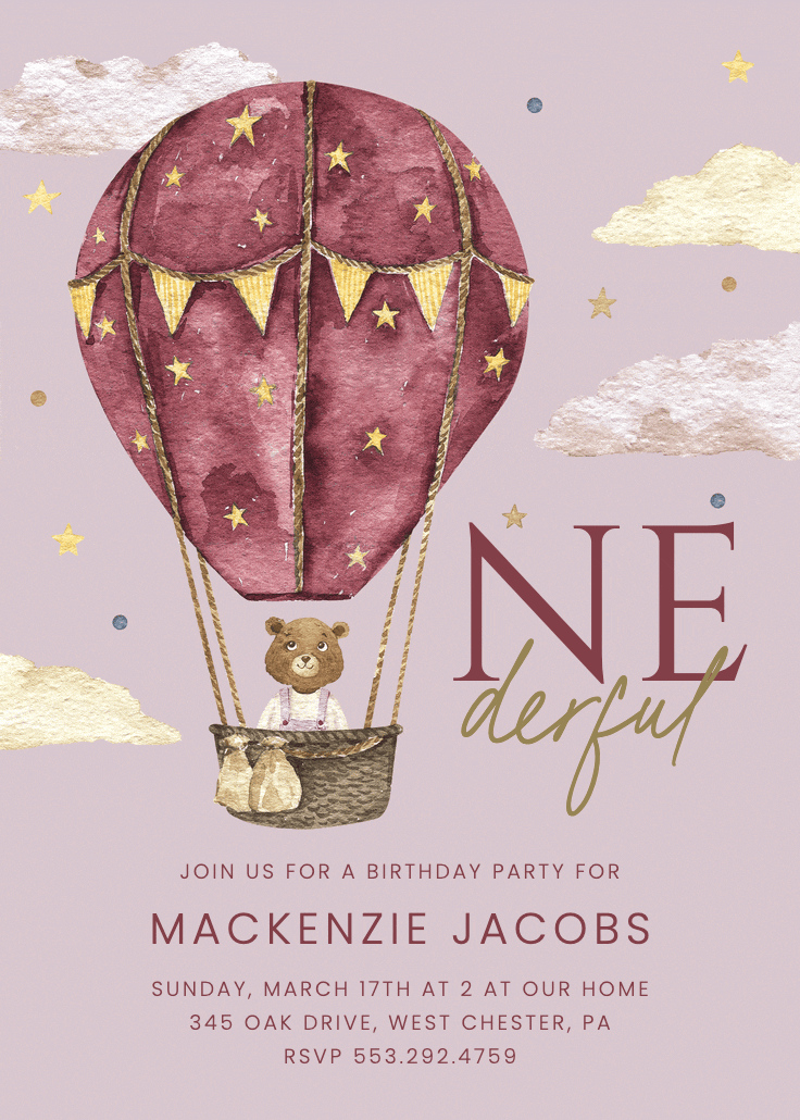 Beary special - birthday invitation