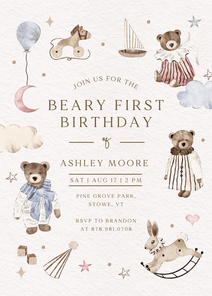 Beary sweet - invitation