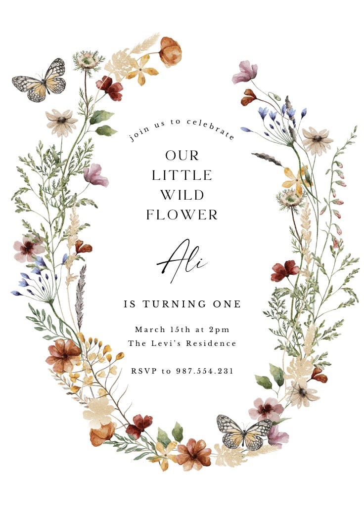 Beautiful blooms - birthday invitation