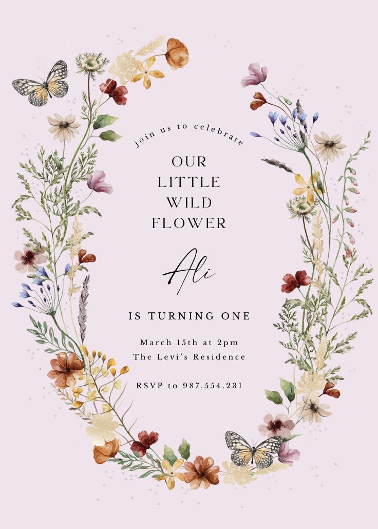 Beautiful blooms - birthday invitation