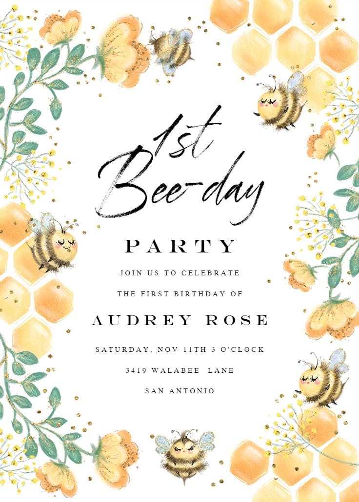 Bee day - birthday invitation