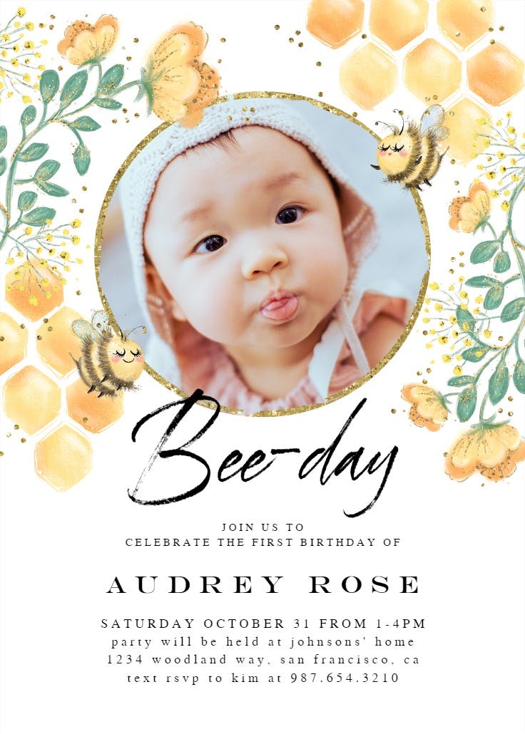 Bee day - birthday invitation