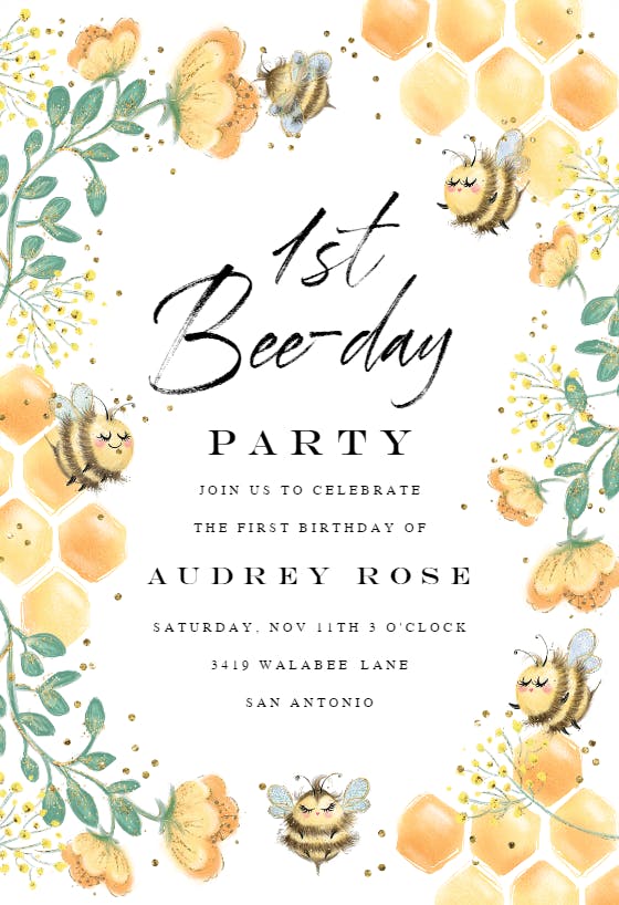 Bee day - birthday invitation