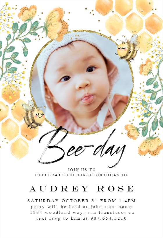 Bee day -  invitación de cumpleaños