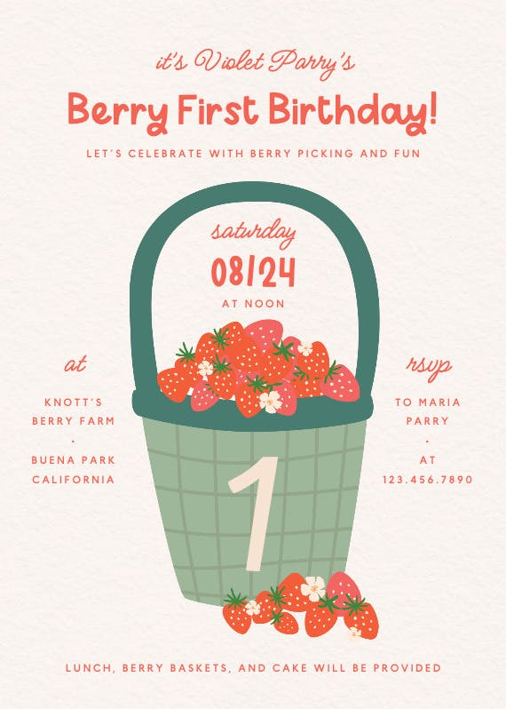 Berry basket -  invitación de cumpleaños