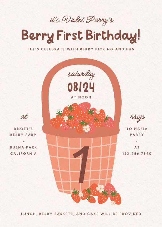 Berry basket - birthday invitation