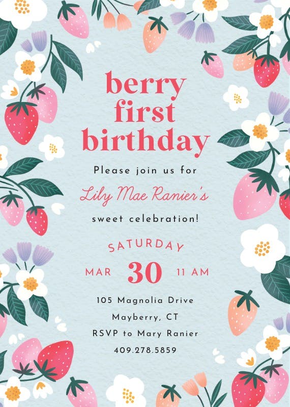 Berry sweet -  invitación de fiesta