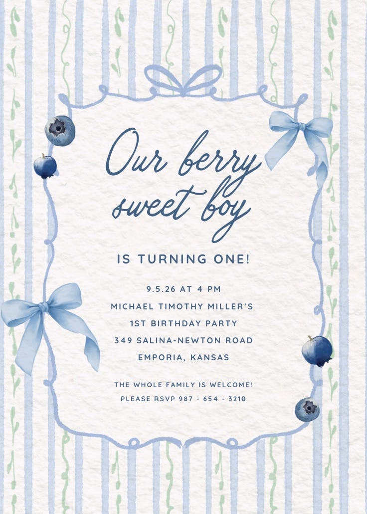 Berry sweetest - invitación de cumpleaños