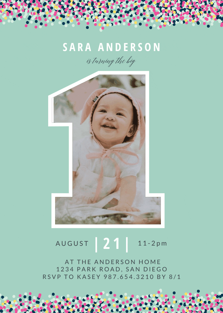 Big one photo - birthday invitation