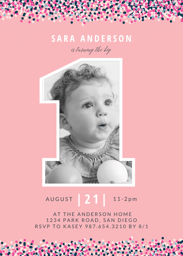 Big one photo - birthday invitation