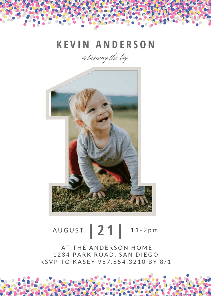 Big one photo - birthday invitation