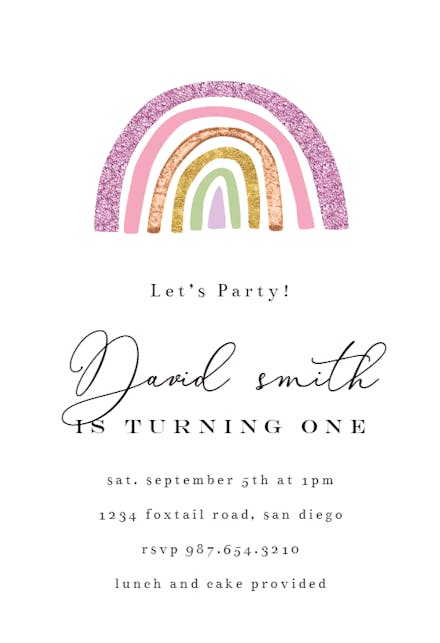 Big Rainbow And Sky - Birthday Invitation