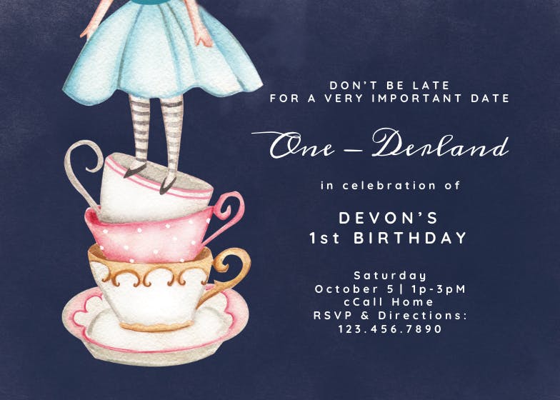 Birthday in wonderland -  invitación de fiesta