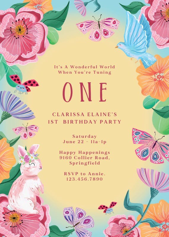 Blooms & beauties - birthday invitation