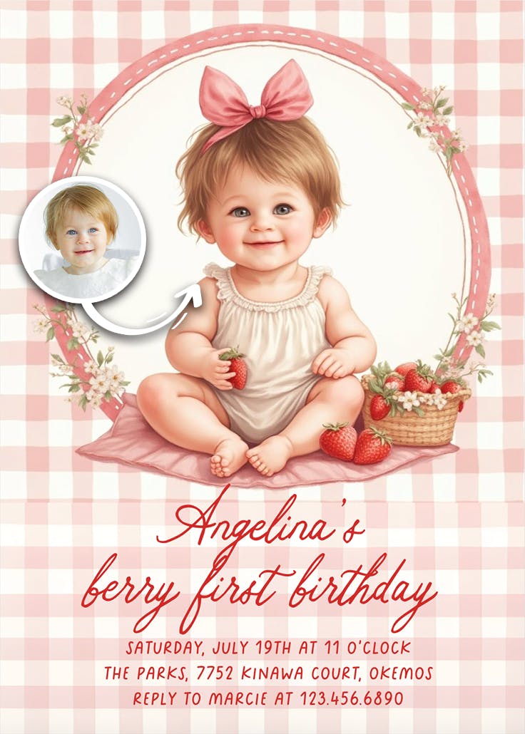 Blush & berries - invitación de cumpleaños