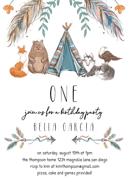 Boho Animal - Birthday Invitation Template | Greetings Island Boho Animal - Birthday Invitation Template | Greetings Island